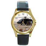 UH-60 Blackhawk 2 Round Gold Metal Watch