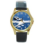 E-3 Sentry Round Gold Metal Watch