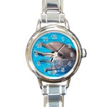 Dolphin Round Italian Charm Watch