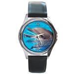 Dolphin Round Metal Watch