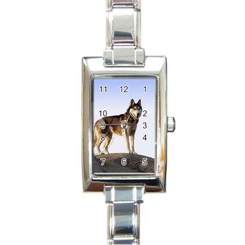 Siberian Husky Dog Rectangular Italian Charm Watch from UrbanLoad.com Front