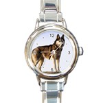 Siberian Husky Dog Round Italian Charm Watch