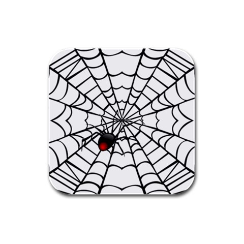 spiderweb 2 Rubber Square Coaster (4 pack) from UrbanLoad.com Front