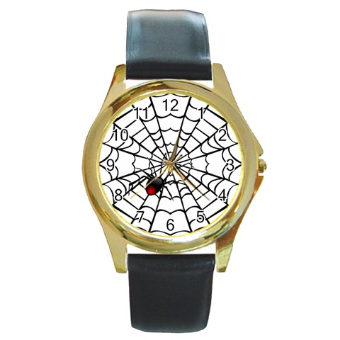 spiderweb 2 Round Gold Metal Watch from UrbanLoad.com Front