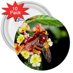 Bee Flower 3  Button (10 pack)