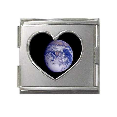 Earth from Space Mega Link Heart Italian Charm (18mm) from UrbanLoad.com Front