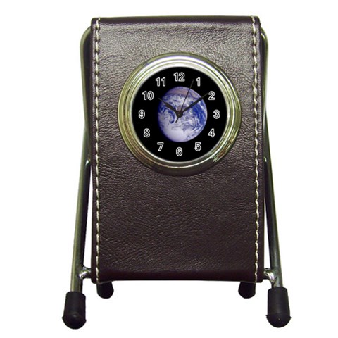 Earth from Space Pen Holder Desk Clock from UrbanLoad.com Front