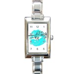 Blue lip decal Rectangular Italian Charm Watch