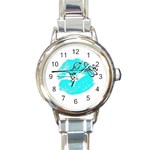 Blue lip decal Round Italian Charm Watch