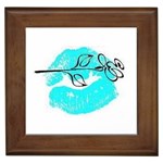 Blue lip decal Framed Tile