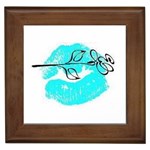 Blue lip decal Framed Tile