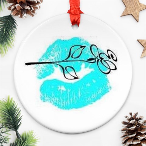 Blue lip decal Ornament (Round) from UrbanLoad.com Front