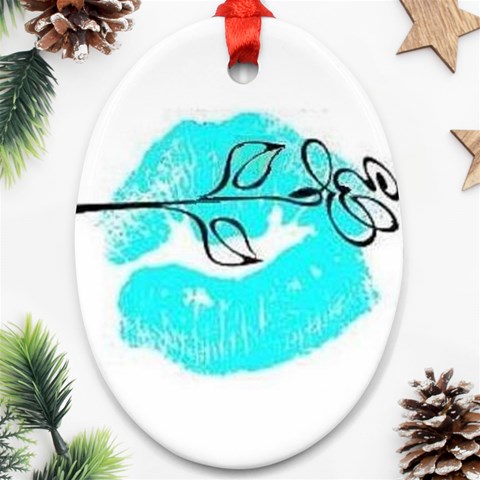 Blue lip decal Ornament (Oval) from UrbanLoad.com Front
