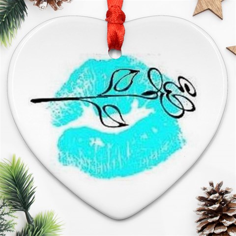 Blue lip decal Ornament (Heart) from UrbanLoad.com Front