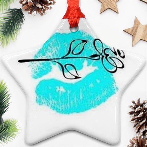 Blue lip decal Ornament (Star) from UrbanLoad.com Front