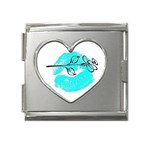 Blue lip decal Mega Link Heart Italian Charm (18mm)