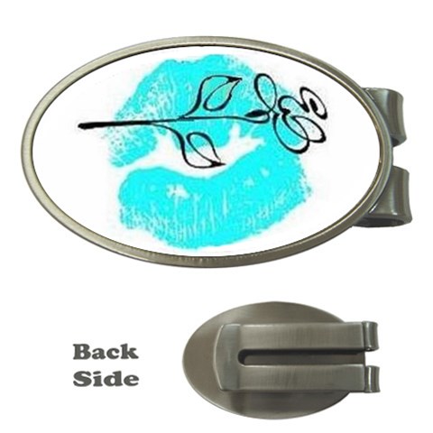 Blue lip decal Money Clip (Oval) from UrbanLoad.com Front