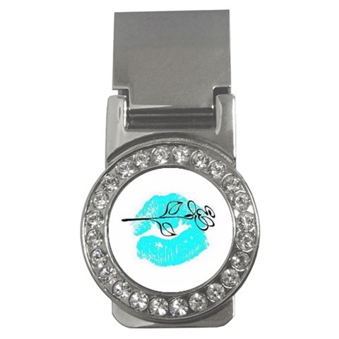 Blue lip decal Money Clip (CZ) from UrbanLoad.com Front
