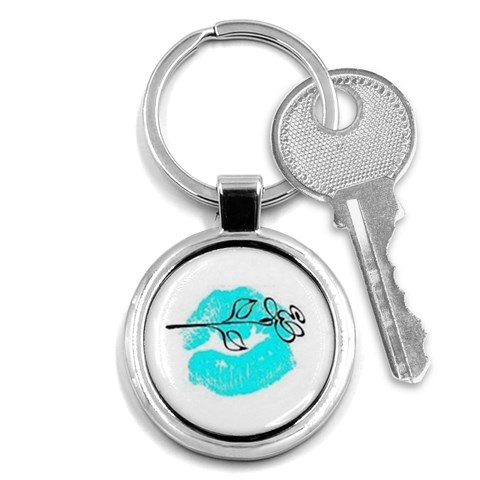Blue lip decal Key Chain (Round) from UrbanLoad.com Front