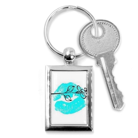 Blue lip decal Key Chain (Rectangle) from UrbanLoad.com Front