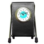 Blue lip decal Pen Holder Desk Clock