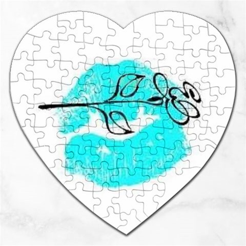 Blue lip decal Jigsaw Puzzle (Heart) from UrbanLoad.com Front