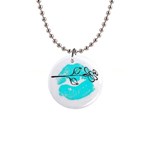 Blue lip decal 1  Button Necklace