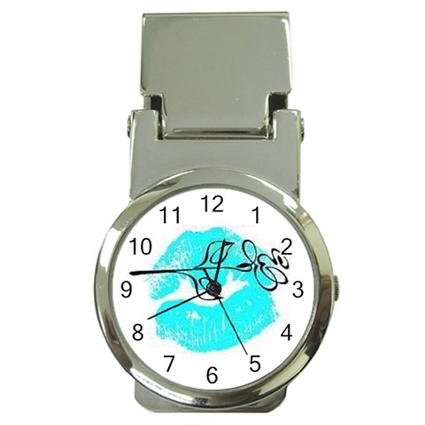 Blue lip decal Money Clip Watch from UrbanLoad.com Front