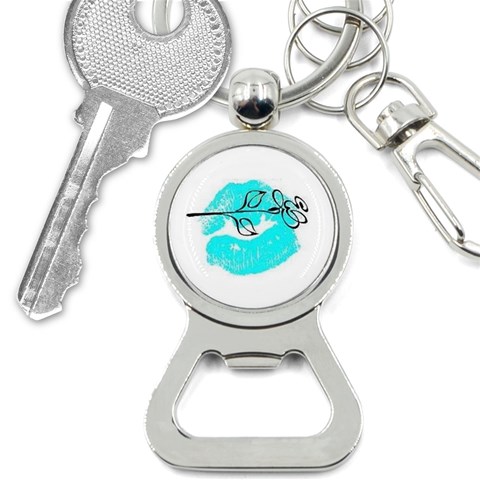 Blue lip decal Bottle Opener Key Chain from UrbanLoad.com Front