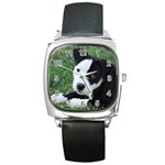 American Pit Bull Puppy Square Metal Watch