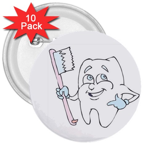Dentist (custom) 3  Button (10 pack) from UrbanLoad.com Front