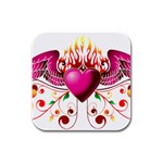 heart005 Rubber Square Coaster (4 pack)
