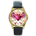 heart005 Round Gold Metal Watch