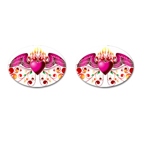 heart005 Cufflinks (Oval) from UrbanLoad.com Front(Pair)
