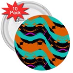 Blue orange black waves                                         3  Button (10 pack)