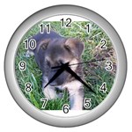 German Shepherd Puppy Wall Clock (Silver)
