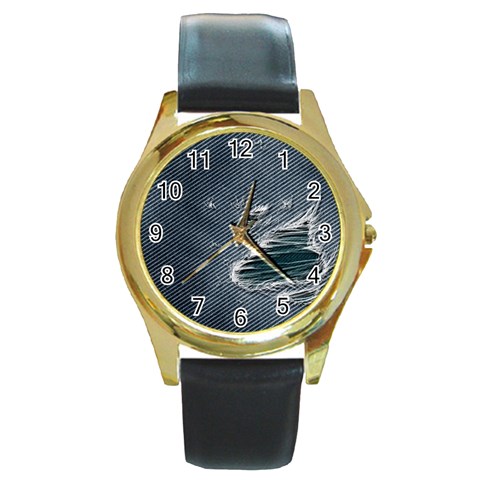 fa_texture05 Round Gold Metal Watch from UrbanLoad.com Front