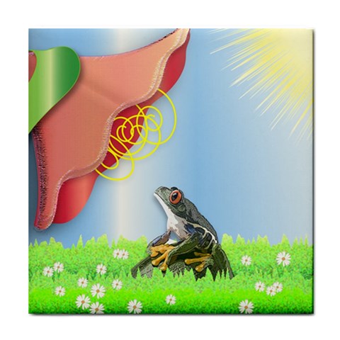 Flower & Frog Tile Coaster from UrbanLoad.com Front
