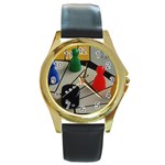Board Game Round Gold Metal Watch