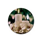 white candles (600x600) Rubber Coaster (Round)