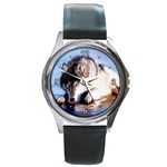 wolf round Round Metal Watch