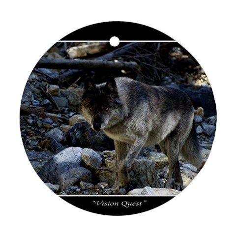 Vision Quest Grey Wolf Ornament (Round) from UrbanLoad.com Front