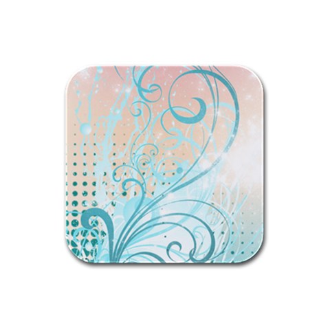 Pink Blue Pattern Rubber Square Coaster (4 pack) from UrbanLoad.com Front