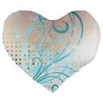 Pink Blue Pattern Large 19  Premium Heart Shape Cushion