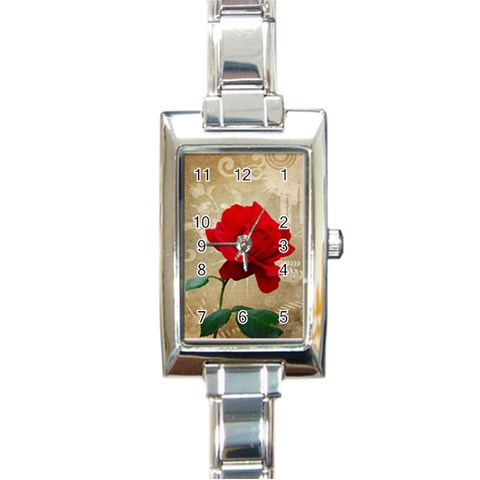 Red Rose Art Rectangle Italian Charm Watch from UrbanLoad.com Front