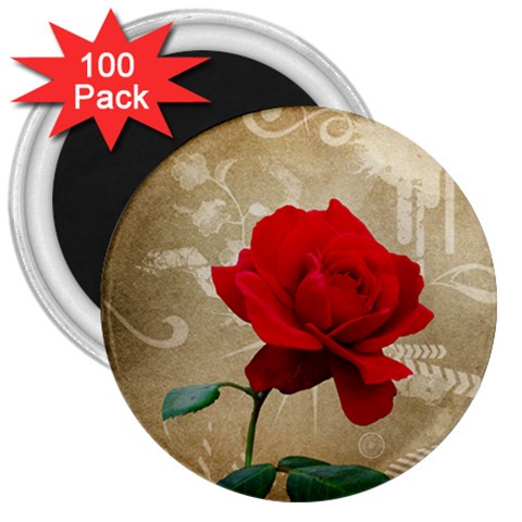 Red Rose Art 3  Magnet (100 pack) from UrbanLoad.com Front