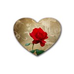 Red Rose Art Rubber Coaster (Heart)