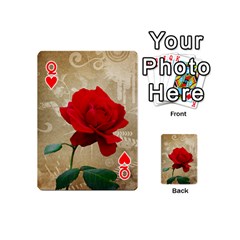 Queen Red Rose Art Playing Cards 54 (Mini) from UrbanLoad.com Front - HeartQ