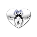 Wolf Moon Mountains Rubber Heart Coaster (4 pack)