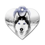 Wolf Moon Mountains Dog Tag Heart (Two Sides)